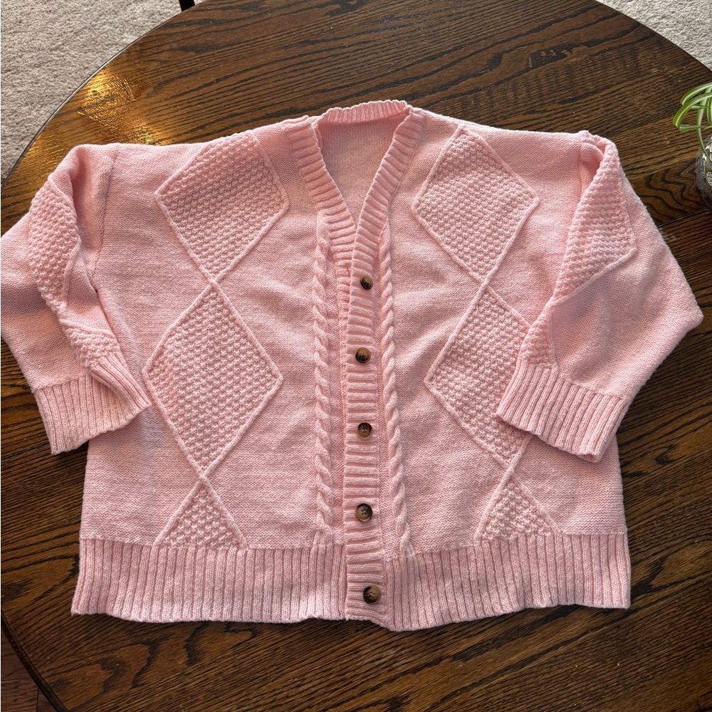 Pink Women's Cardigan Sweater